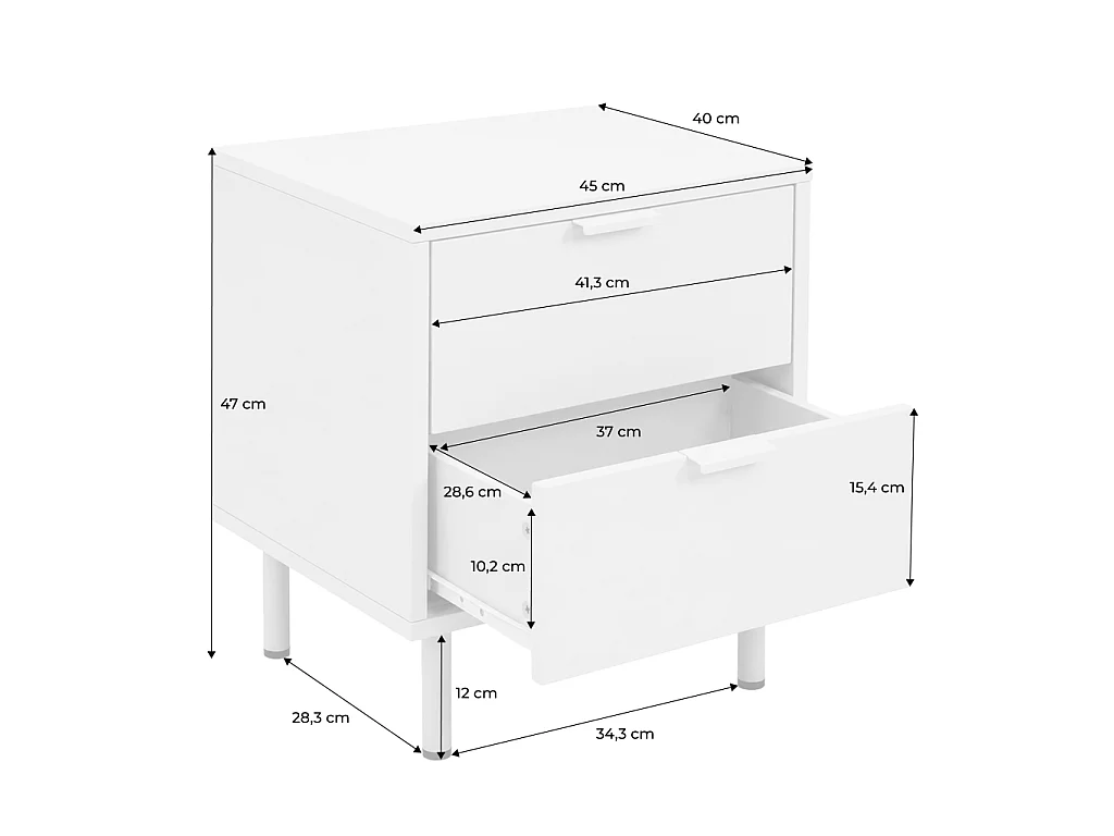 Lot de 2 tables de chevet décor bois et métal 2 tiroirs beige - Ellie