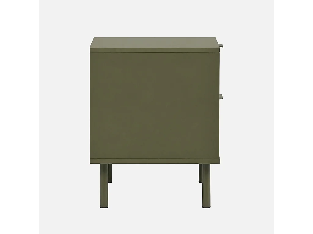 Lot de 2 tables de chevet décor bois et métal 2 tiroirs kaki - Ellie