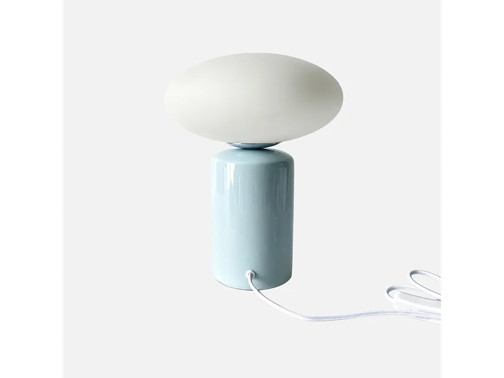 Lampe de table intérieur céramique et verre Ø25.5cm bleu clair - Lyra