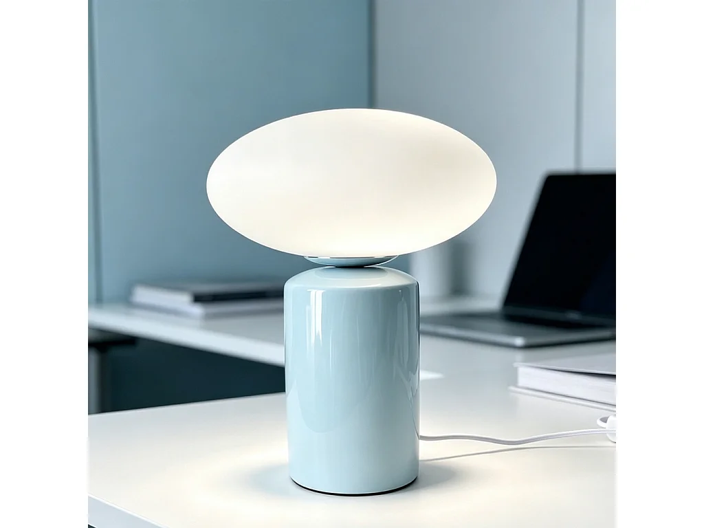 Lampe de table intérieur céramique et verre Ø25.5cm bleu clair - Lyra