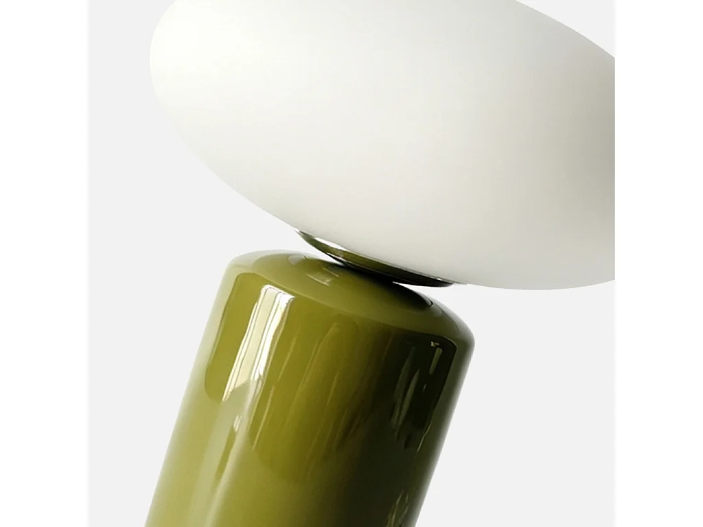 Lámpara de mesa interior de cerámica y vidrio,  ø25,5cm verde kaki