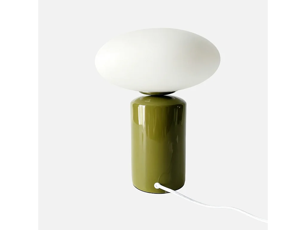 Lámpara de mesa interior de cerámica y vidrio,  ø25,5cm verde kaki