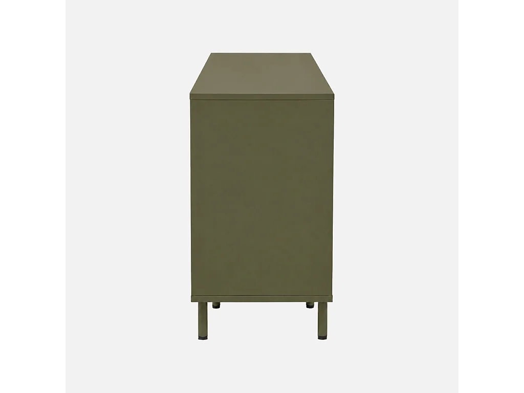 Commode décor bois et métal 3 tiroirs kaki - Ellie