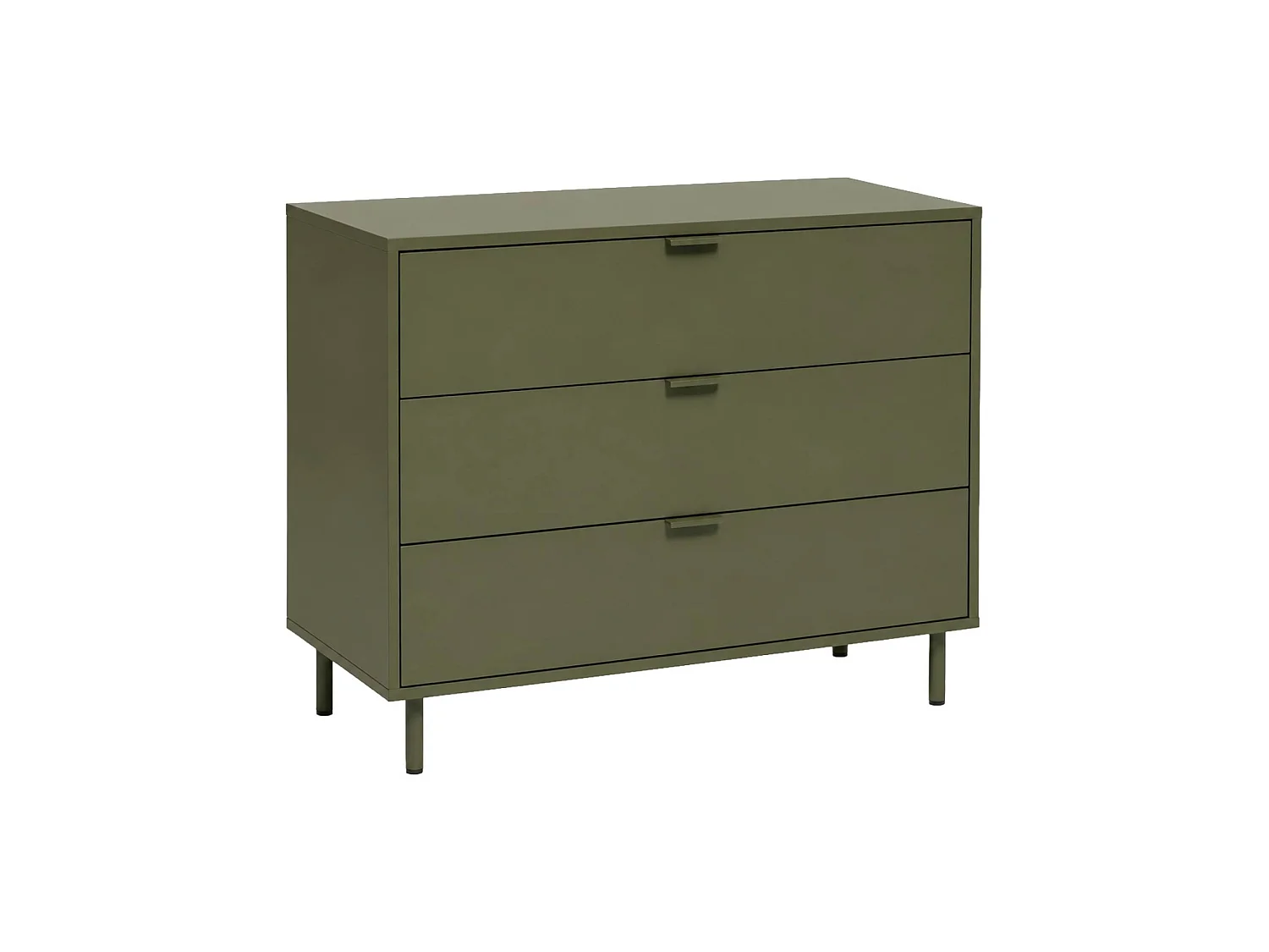 Commode décor bois et métal 3 tiroirs kaki - Ellie