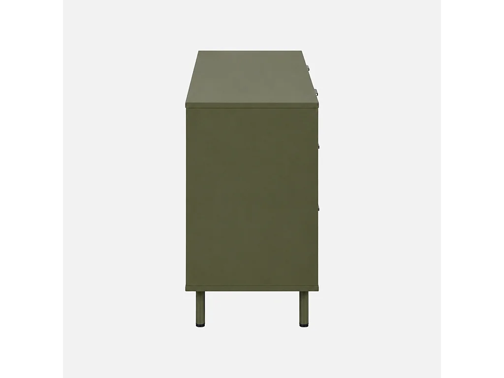 Commode décor bois et métal 6 tiroirs kaki - Ellie