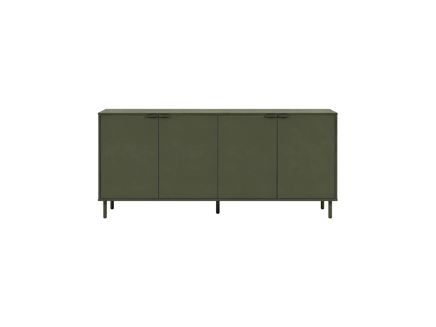 Aparador de madera y metal con 4 puertas, 160cm verde kaki