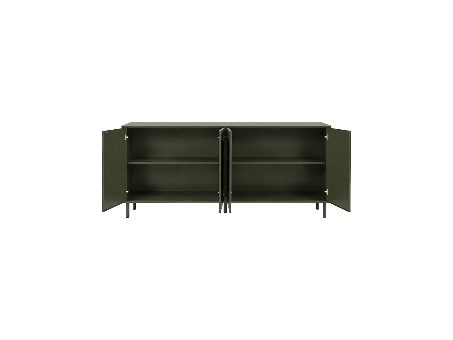 Aparador de madera y metal con 4 puertas, 160cm verde kaki