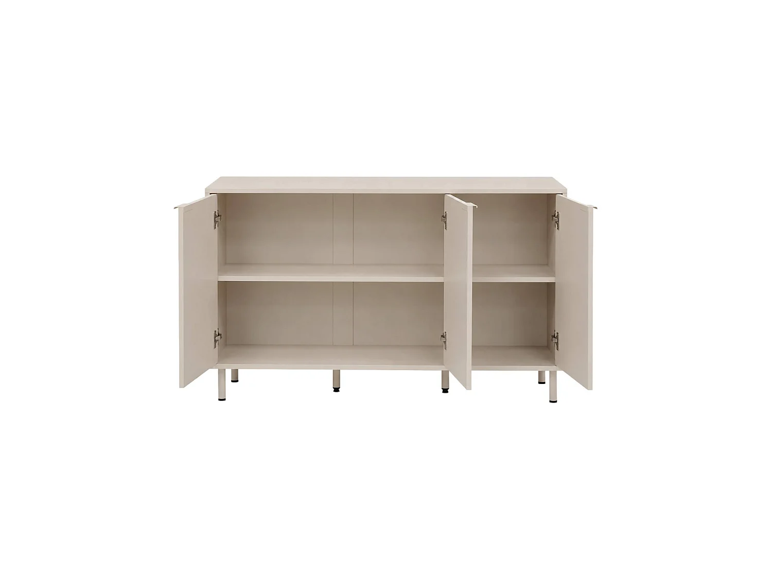 Aparador de madera y metal con 3 puertas, 120cm beige