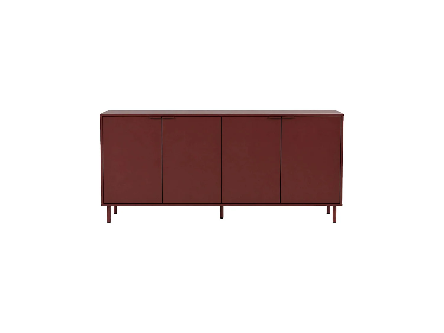 Credenza decorativa in legno e metallo 4 ante, 160cm, bordeaux