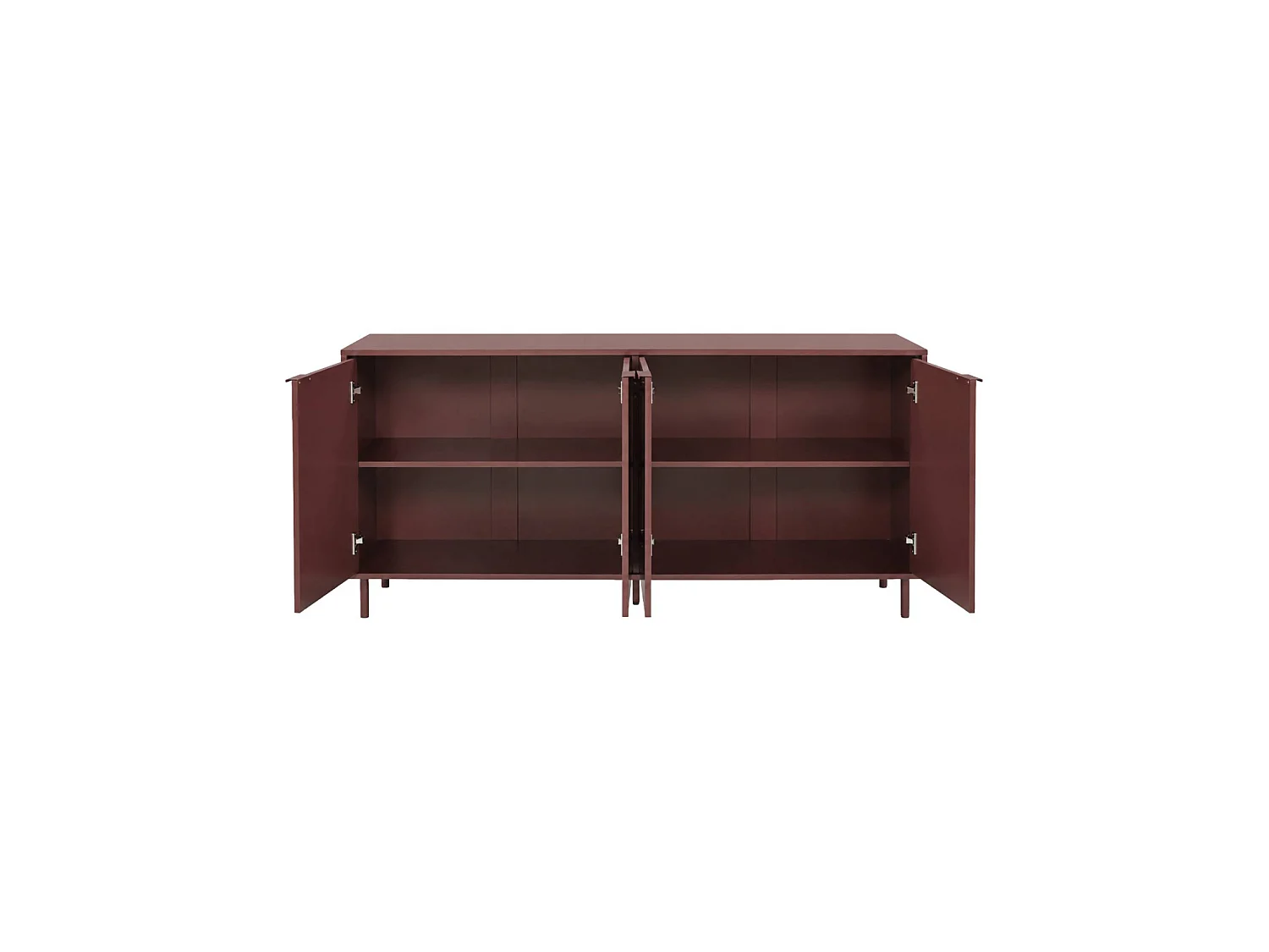 Credenza decorativa in legno e metallo 4 ante, 160cm, bordeaux