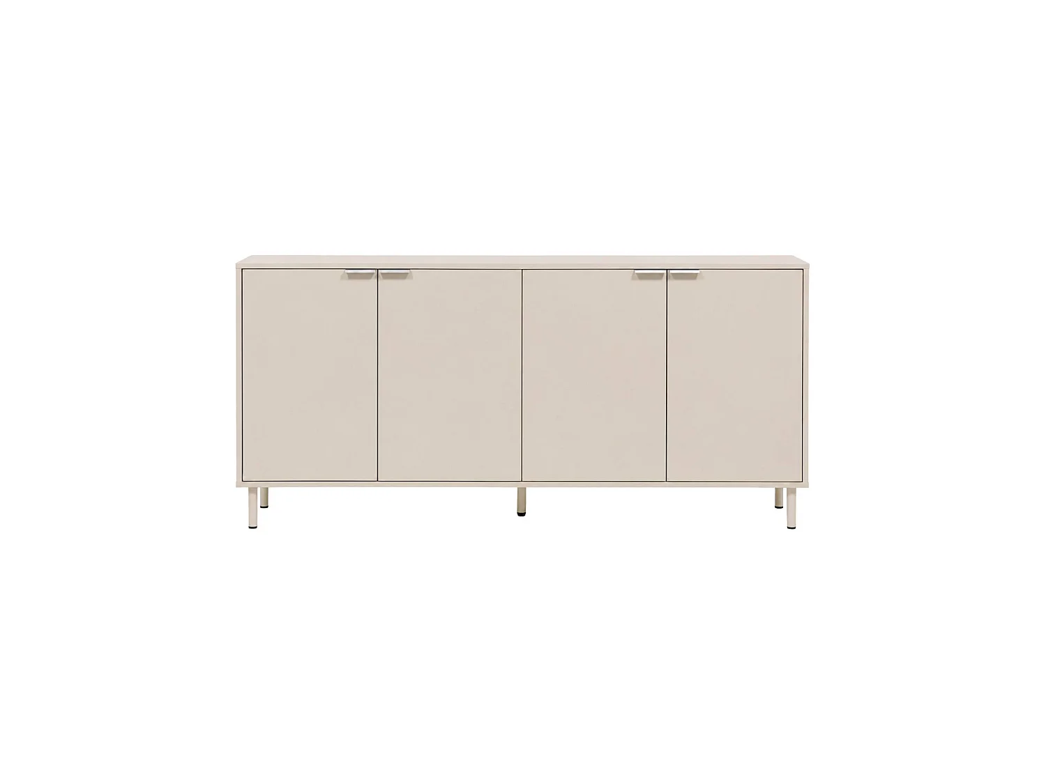 Aparador de madera y metal con 4 puertas, 160cm beige