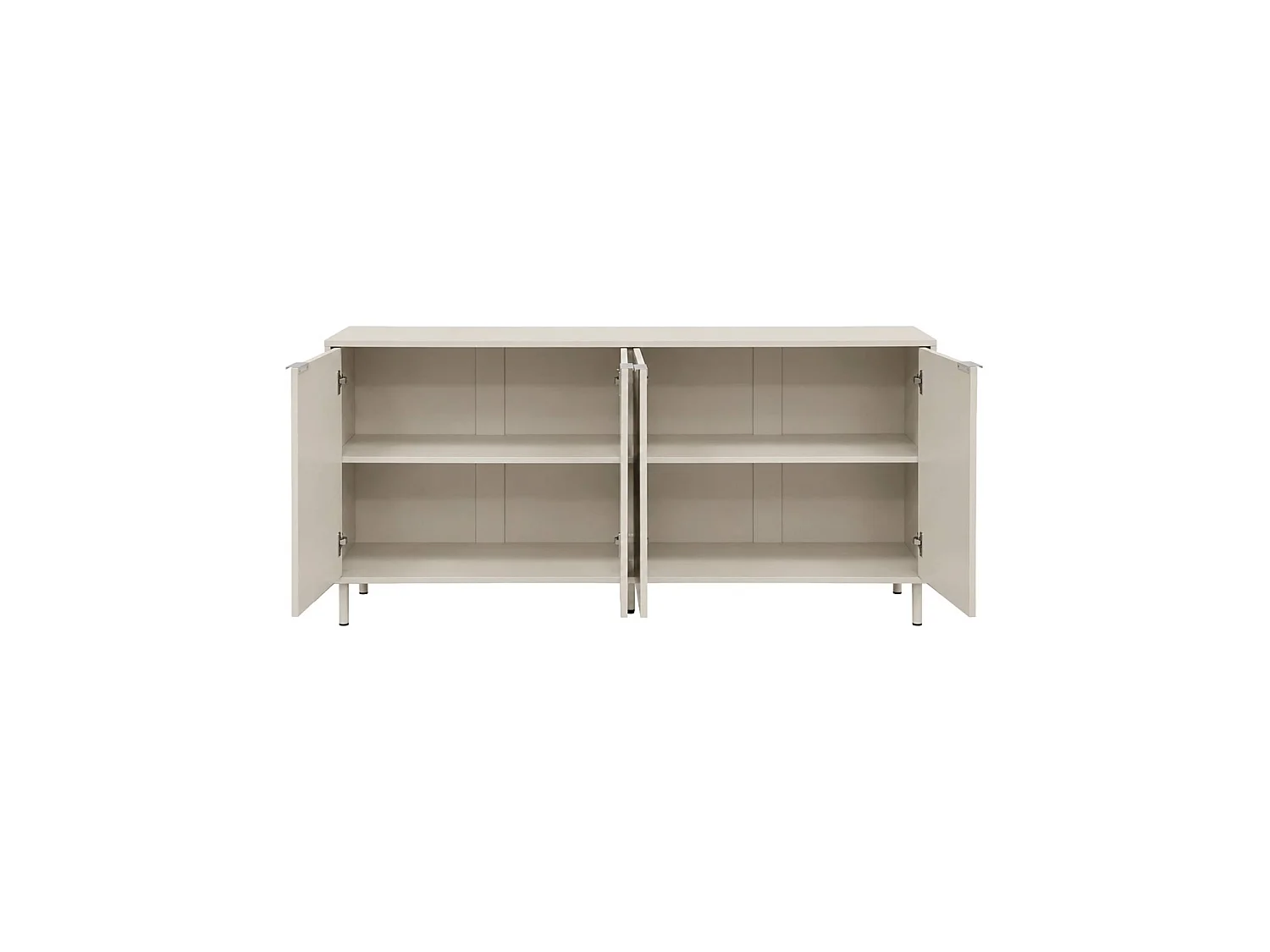 Aparador de madera y metal con 4 puertas, 160cm beige