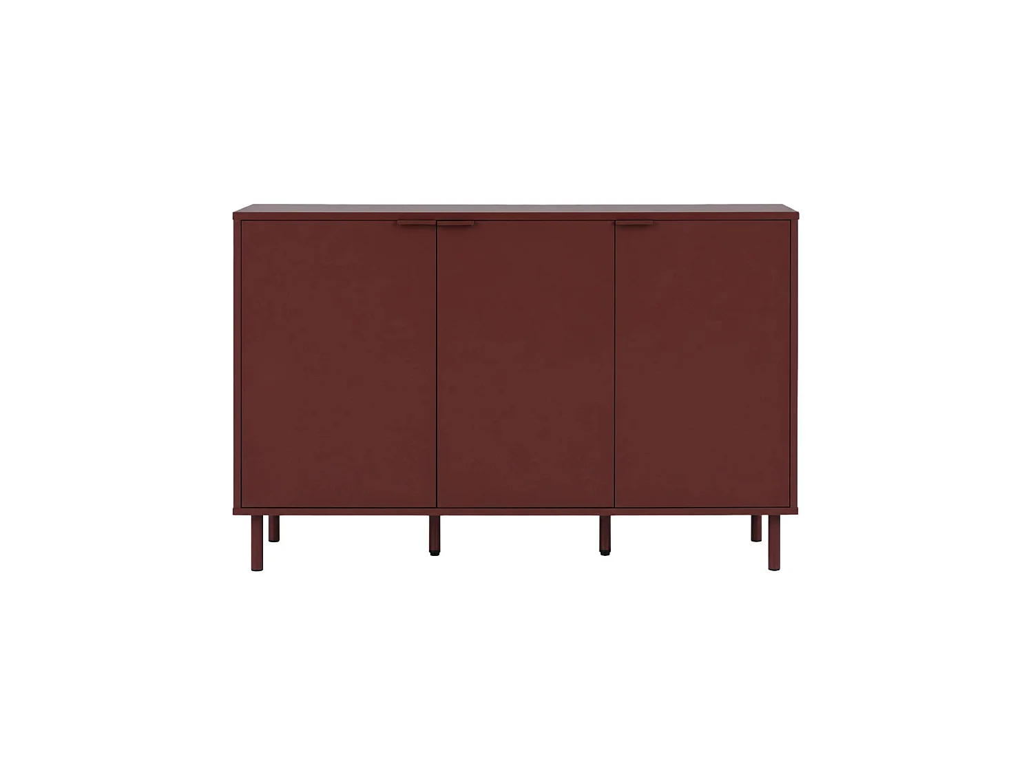 Aparador de madera y metal con 3 puertas, 120cm burdeos