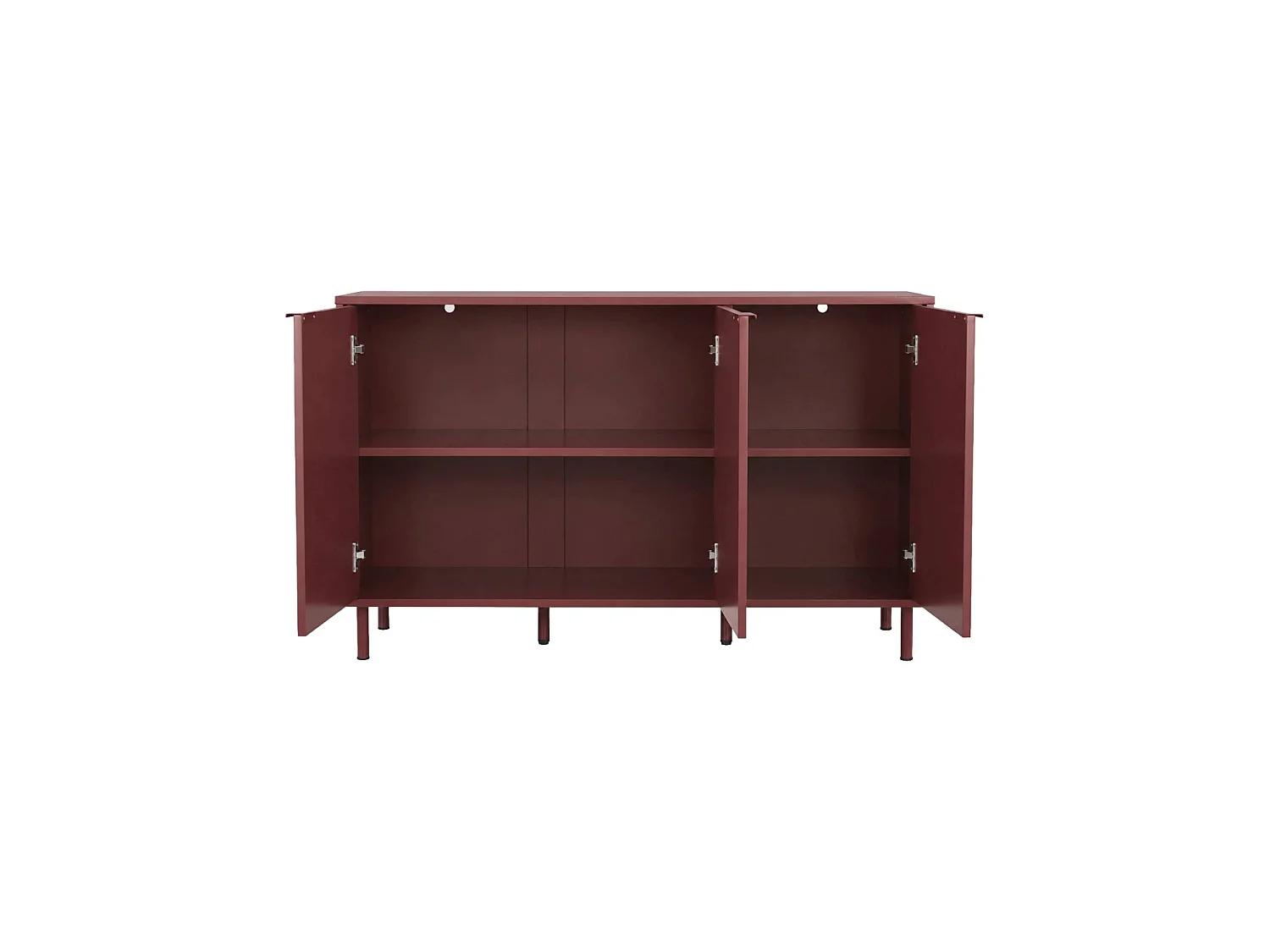 Aparador de madera y metal con 3 puertas, 120cm burdeos