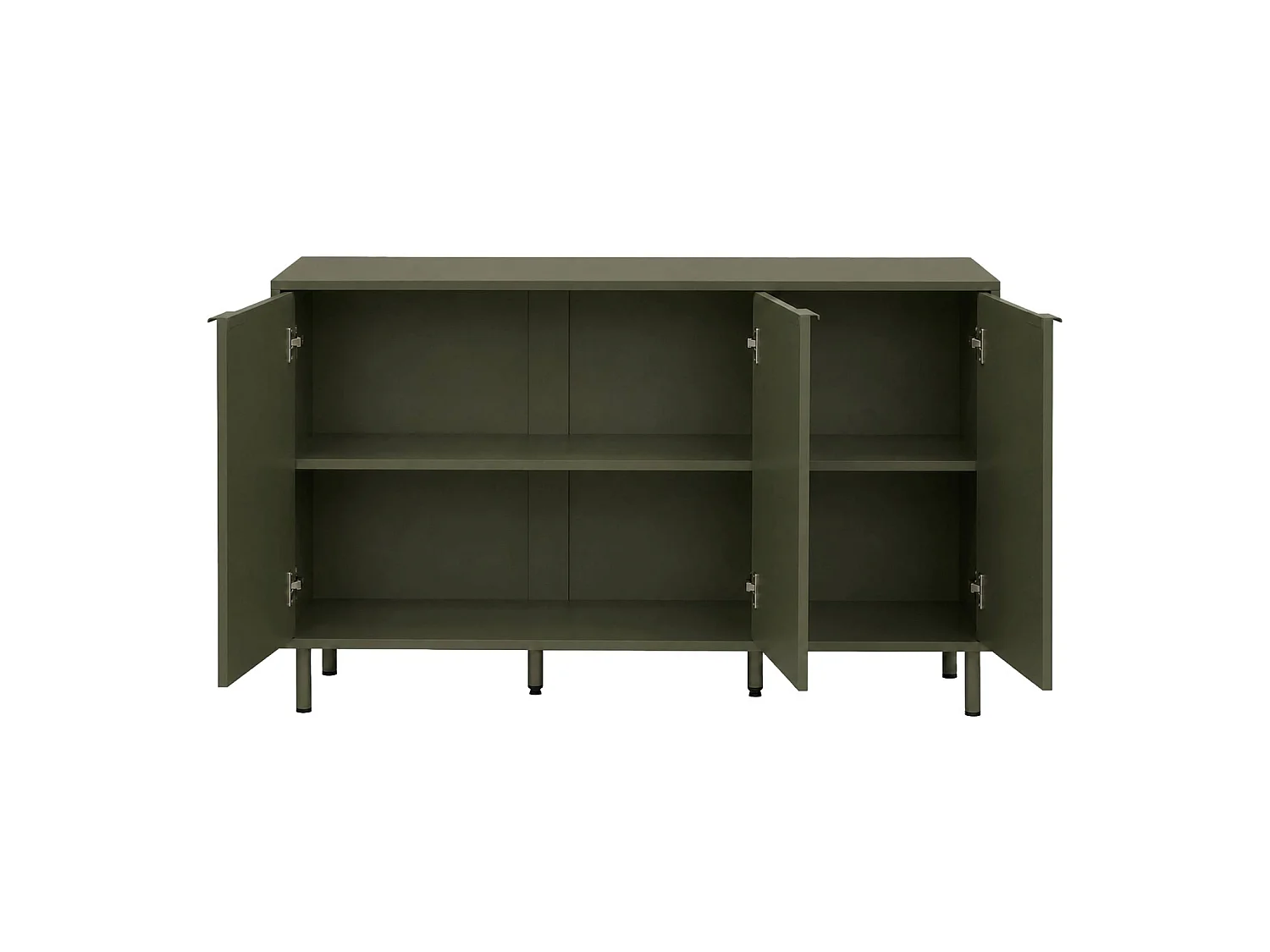 Buffet décor bois et métal 3 portes 120cm kaki - Ellie
