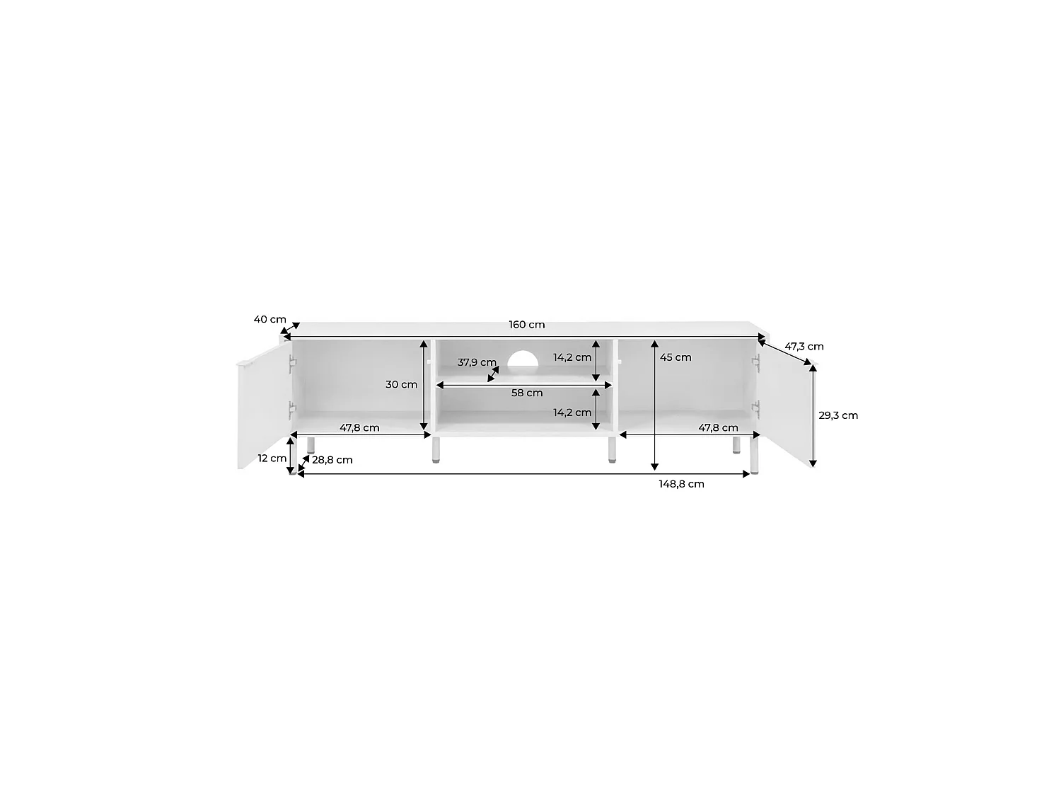 Meuble TV décor bois et métal 160cm kaki - Ellie
