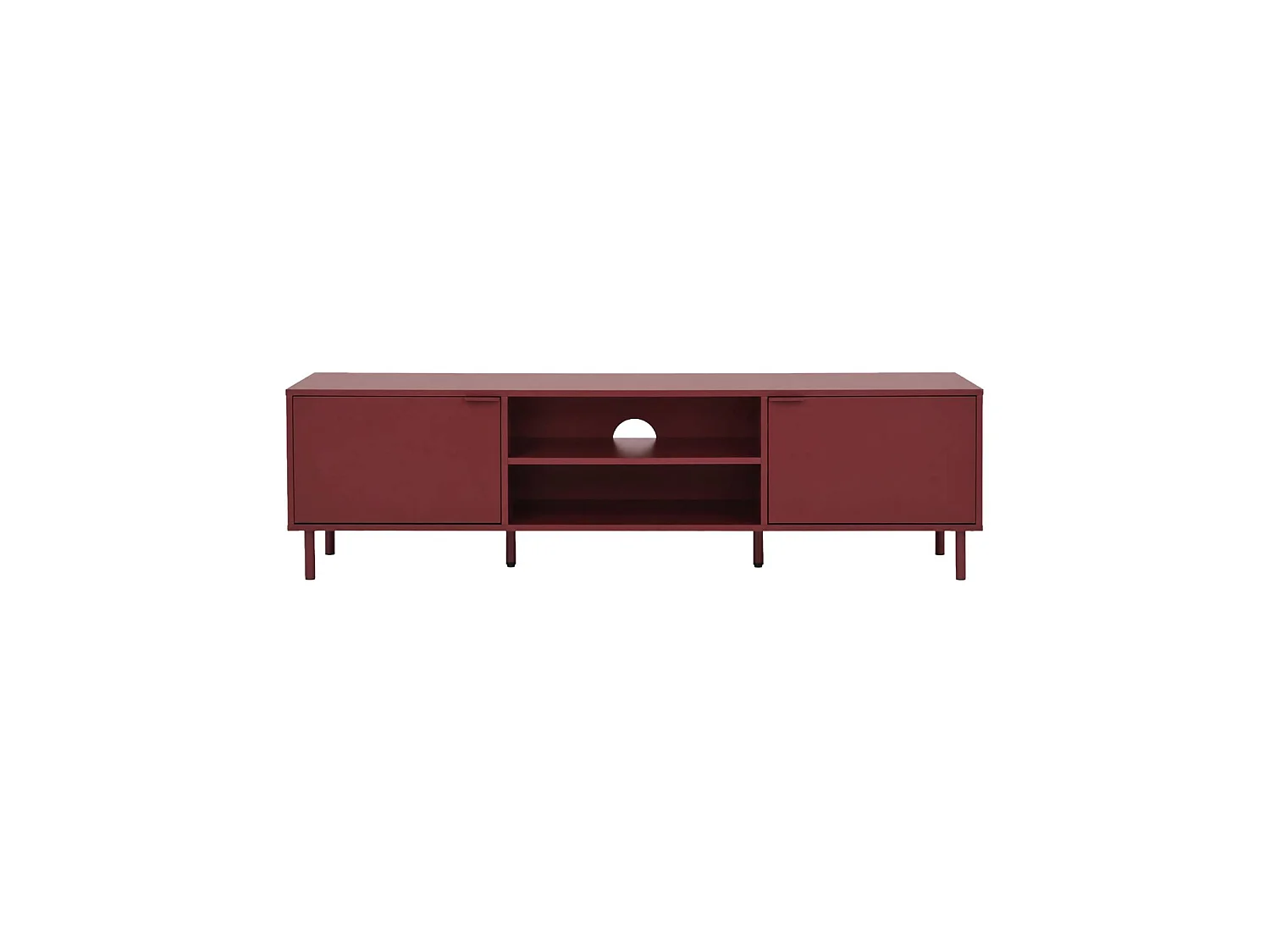 Meuble TV décor bois et métal 160cm bordeaux - Ellie