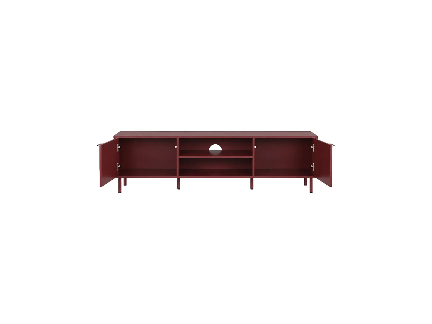 Meuble TV décor bois et métal 160cm bordeaux - Ellie
