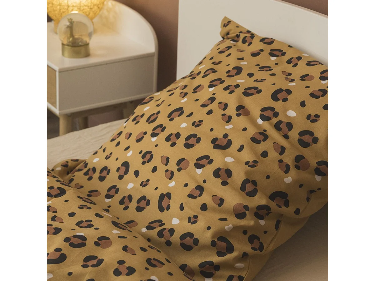 Couette imprimée 140x200cm + 1 taie d'oreiller 63x63cm coton motif Léopard - KUMBA