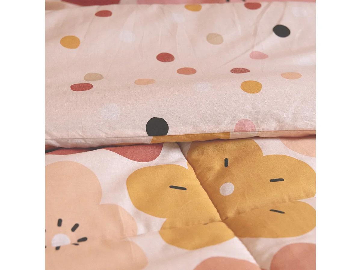 Couette imprimée 140x200cm + 1 taie d'oreiller 63x63cmcoton motif floral seventies - BARBAFLEUR