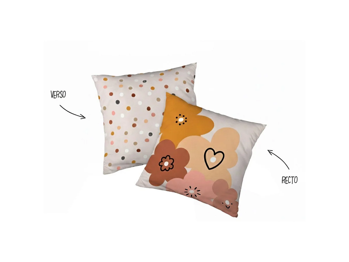 Couette imprimée 140x200cm + 1 taie d'oreiller 63x63cmcoton motif floral seventies - BARBAFLEUR