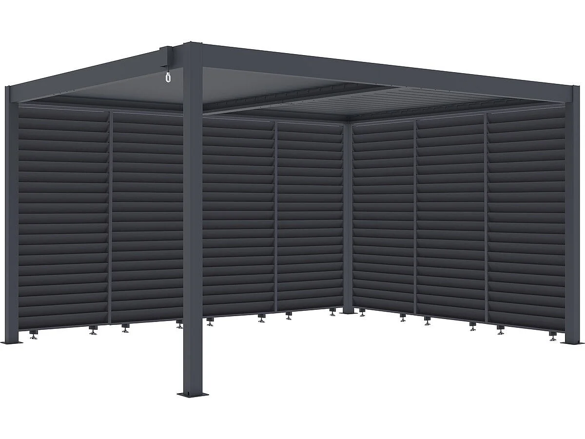 Pergola bioclimatique avec 7 persiennes en aluminium "Windsor" - 3 x 4 m - Gris
