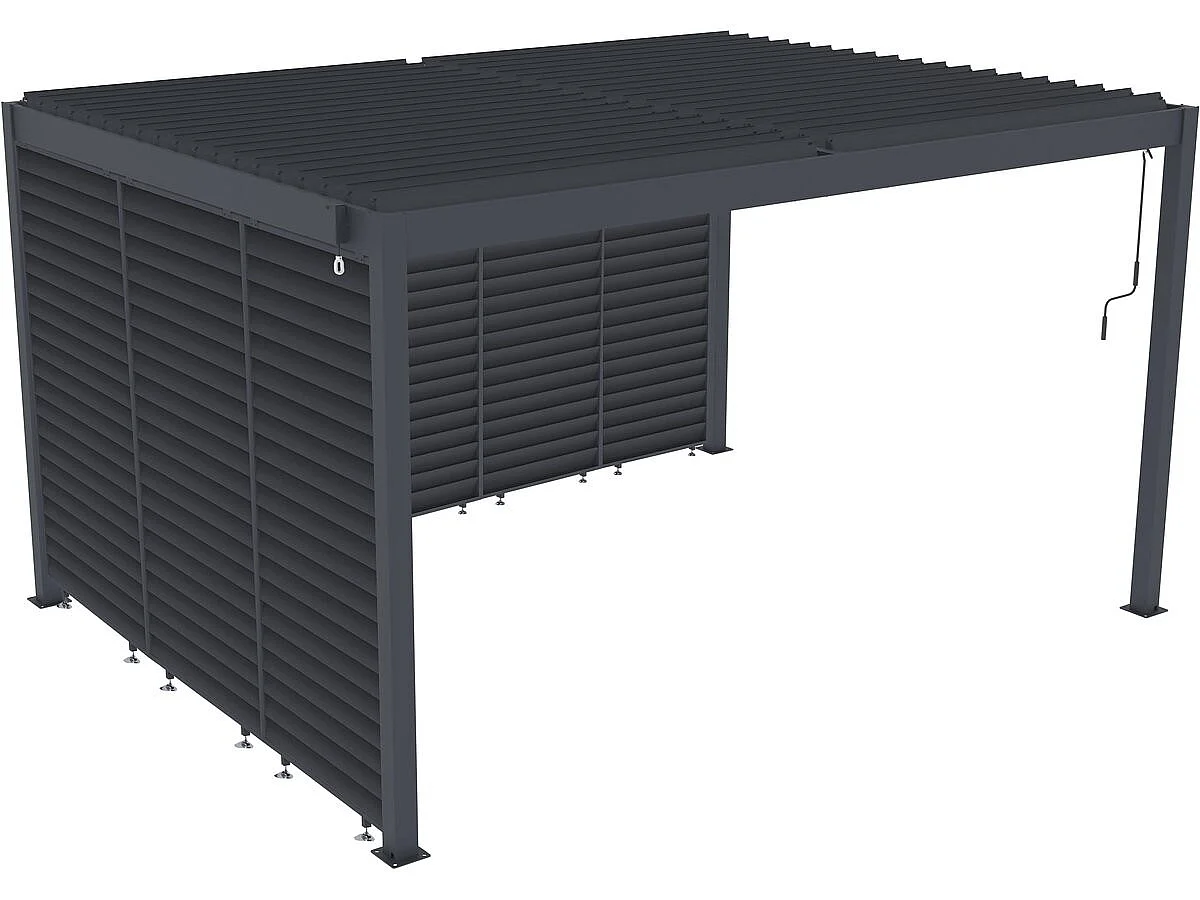 Pergola bioclimatique avec 7 persiennes en aluminium "Windsor" - 3 x 4 m - Gris