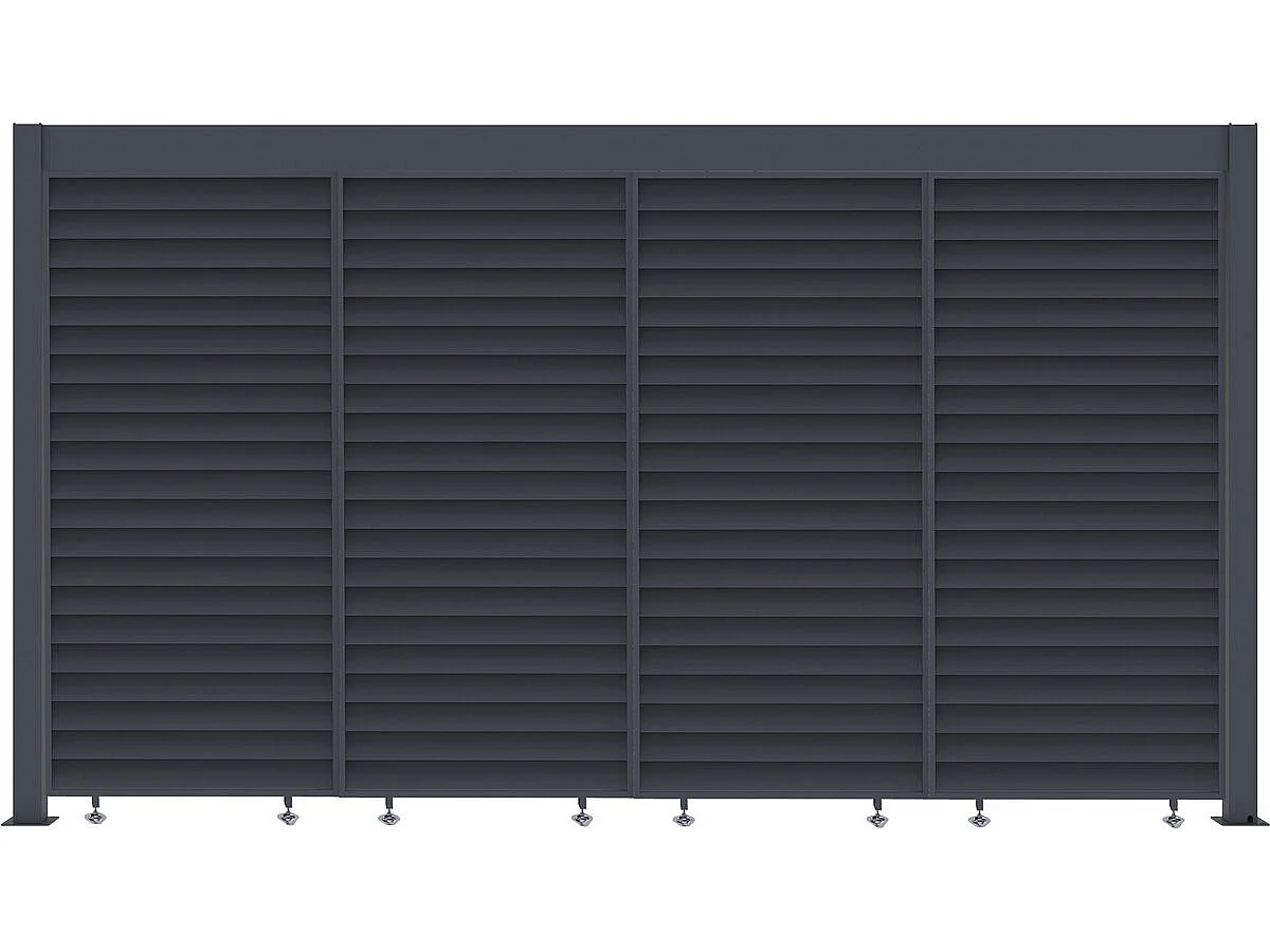 Pergola bioclimatique avec 7 persiennes en aluminium "Windsor" - 3 x 4 m - Gris
