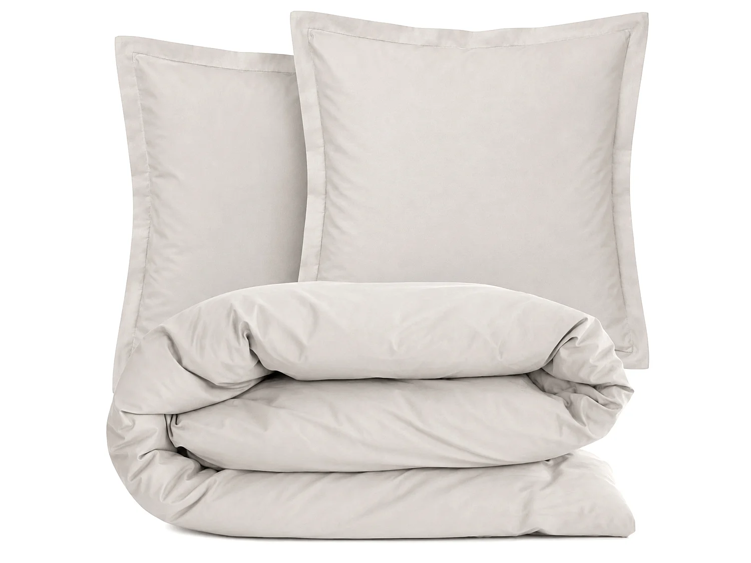 Parure de lit 3 pièces coton uni 57 fils ALTO 260x240 taies 65x65 gris Calcium
