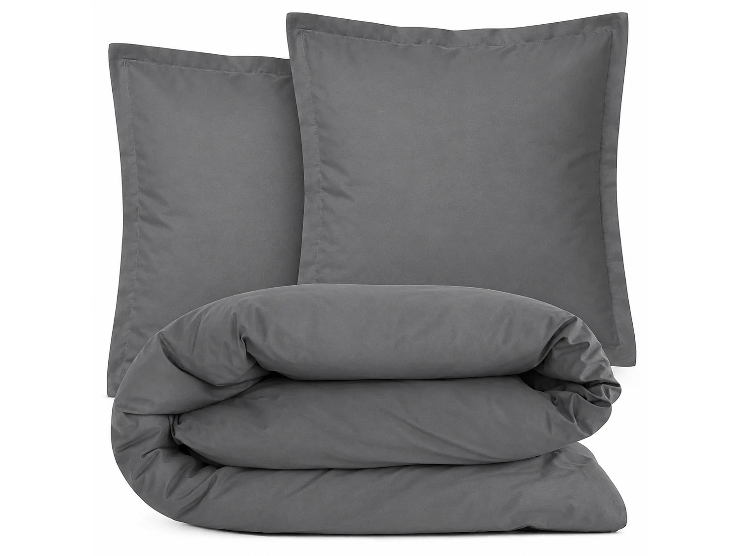 Parure de lit 3 pièces coton uni 57 fils ALTO 300x240 taies 65x65 gris Manhattan