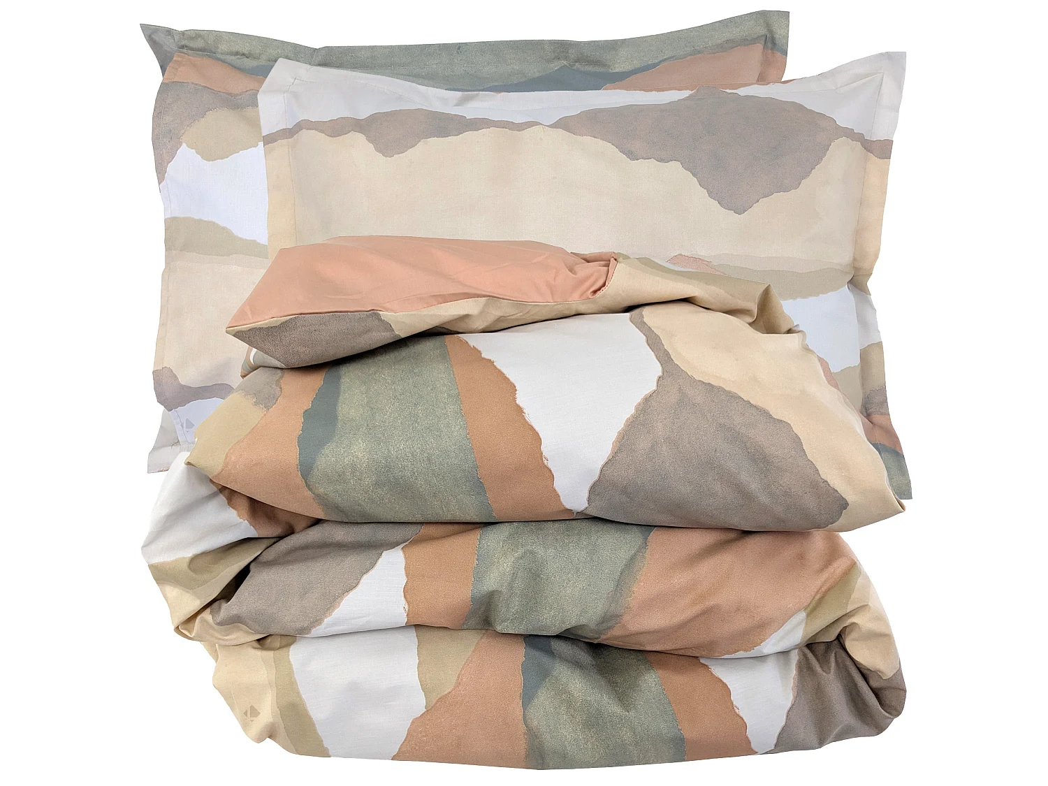 Parure 260x240 cm 50x70 percale coton LAND CRAIE multicolore 3 pièces