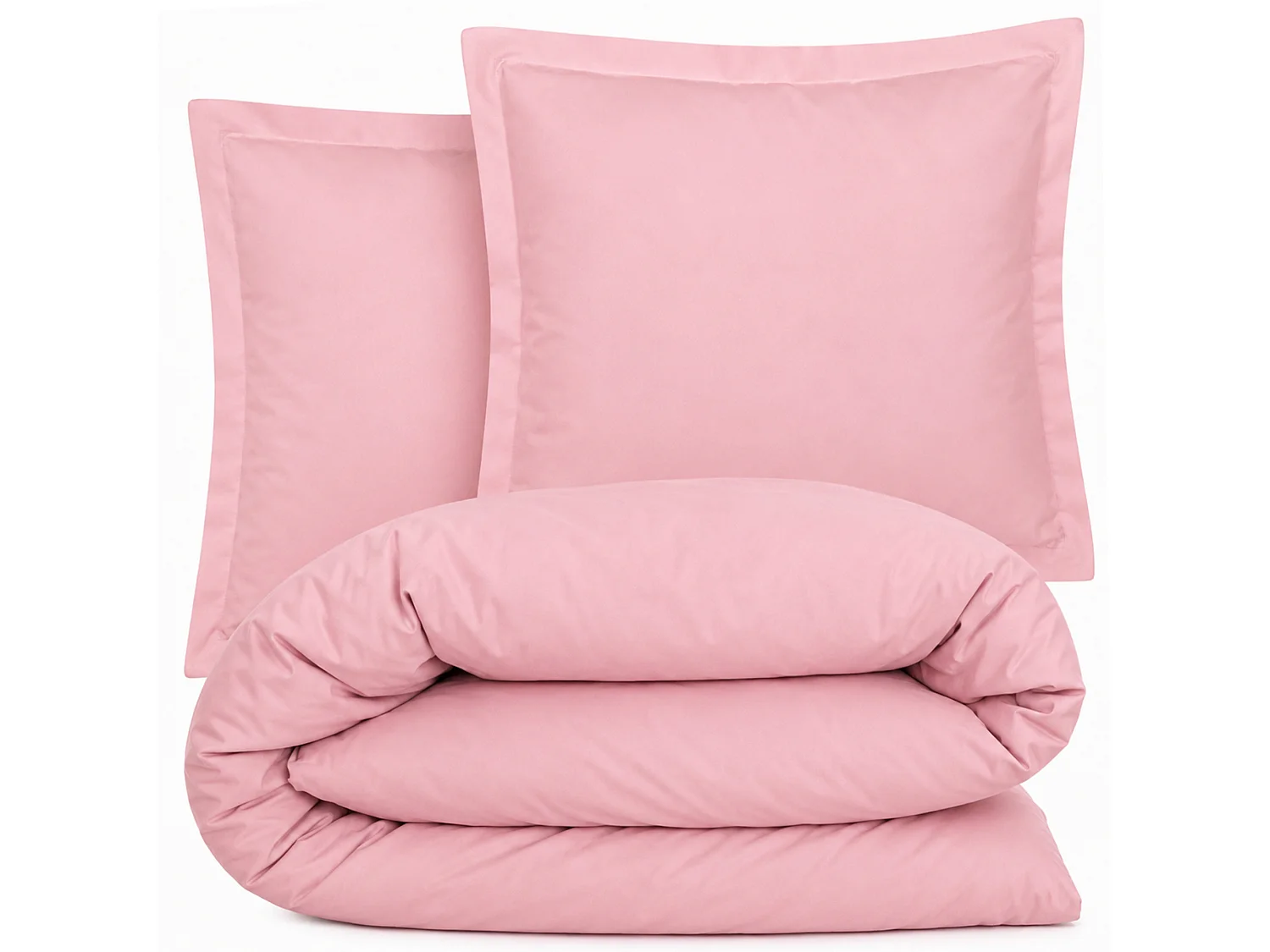 Parure de lit 2 pièces coton uni 57 fils ALTO 140x200 taie 65x65 rose Macaron