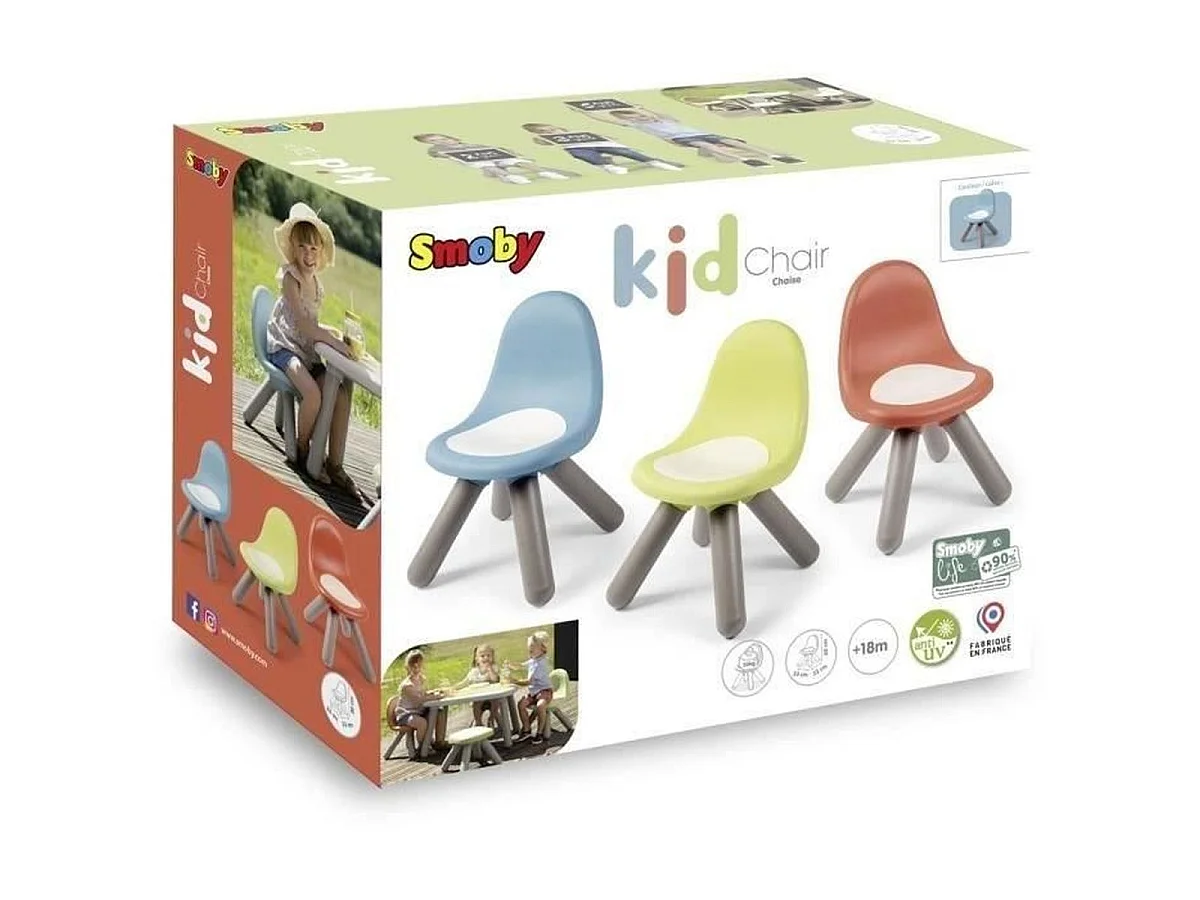 Smoby Life Kid Blue Kinderstoel - UV-bestendig gerecycled plastic, zithoogte 27 cm