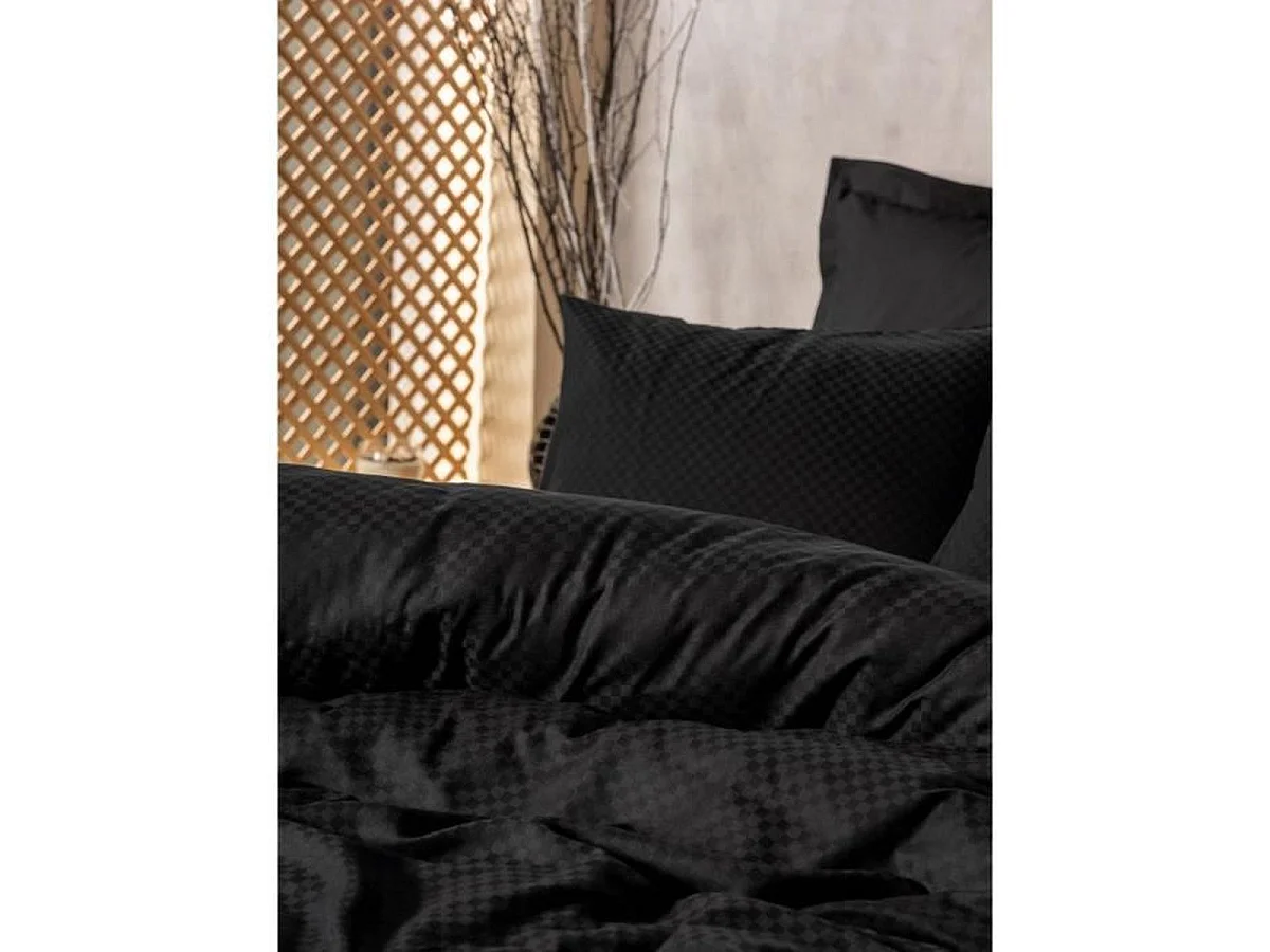 Elegant Zwart 100% Katoenen Dekbedovertrek Set 220x240 cm met 2 Kussenslopen 60x60 cm