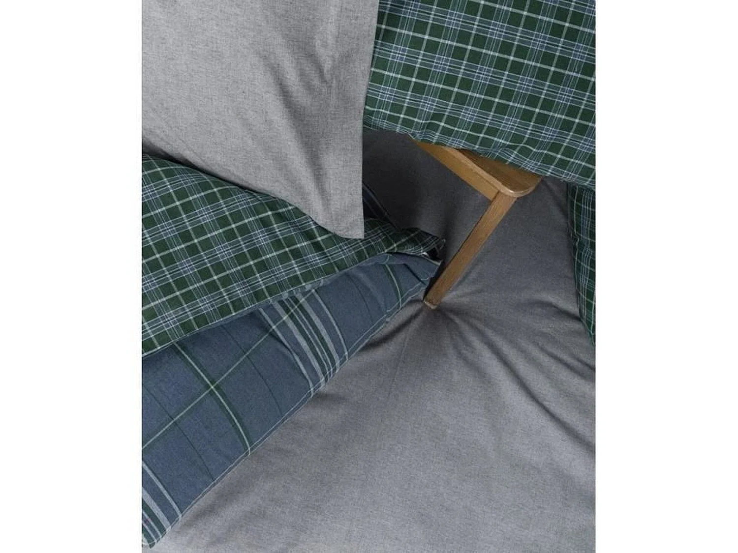 King Size Omkeerbare Blauw Geruite Dekbedovertrek Set met 2 Kussenslopen 220x240 cm - Katoen-Polyester