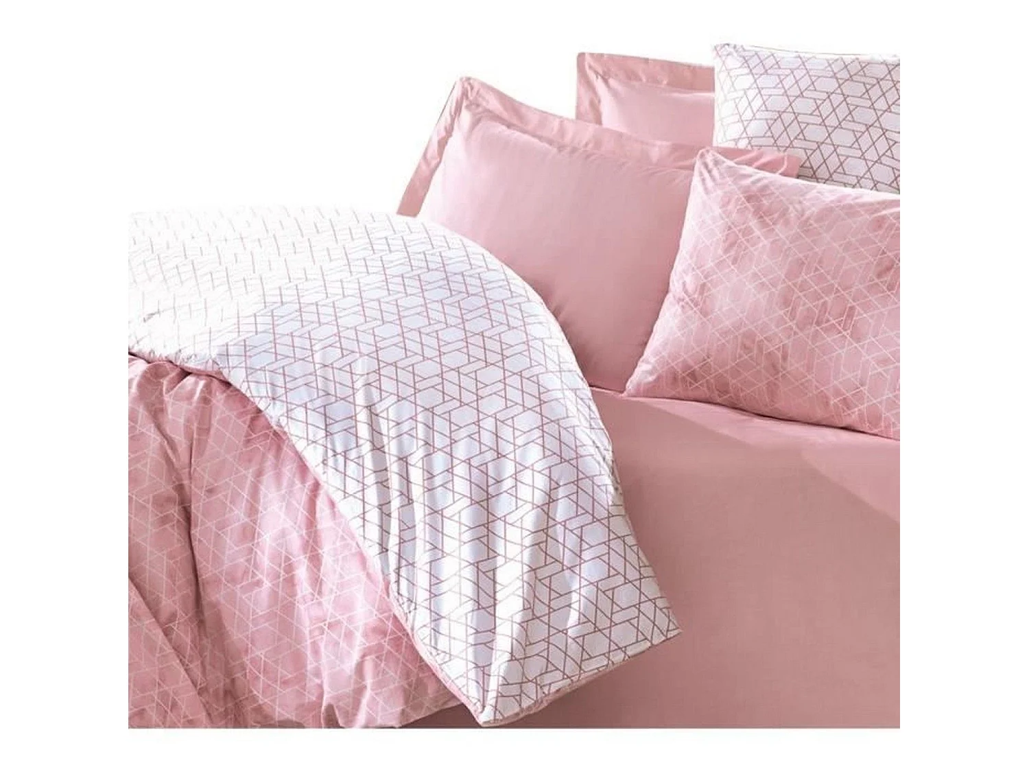 Luxe Omkeerbaar Katoenen Dekbedovertrek Set - King Size 220 x 240 cm - Roze