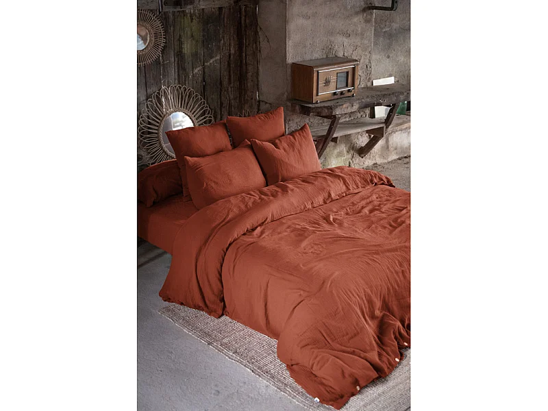 Taie d'oreiller Déco "Gaïa" 80 x 80 cm "Gaze de Coton" l'Effet Papillon