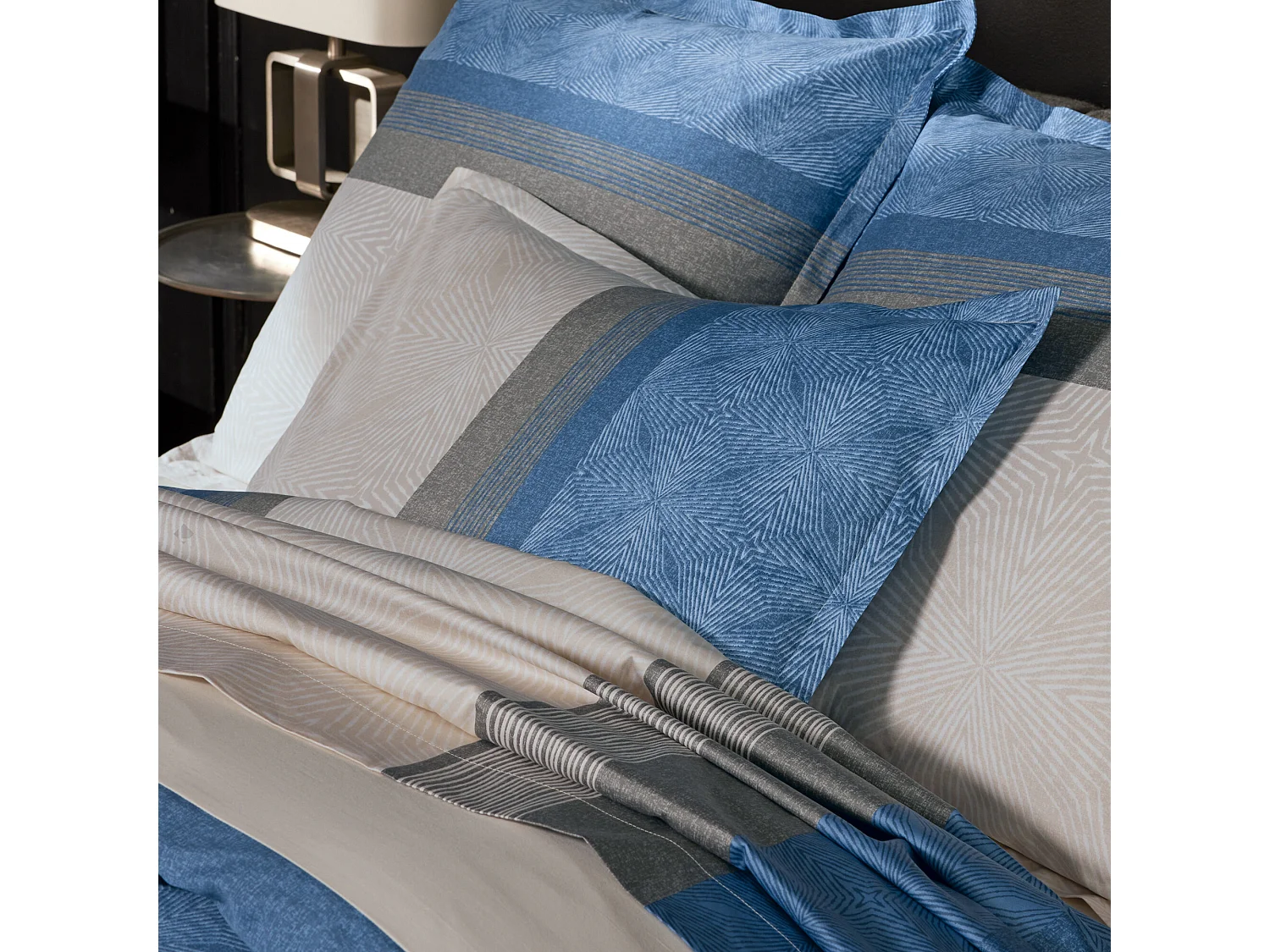 Taie d'oreiller 70x50 cm satin de coton TIAGO bleu Indigo