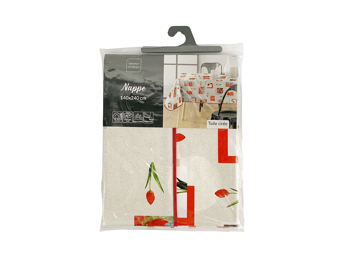 Nappe Toile Cirée "Tulipe" 140x240cm Rouge