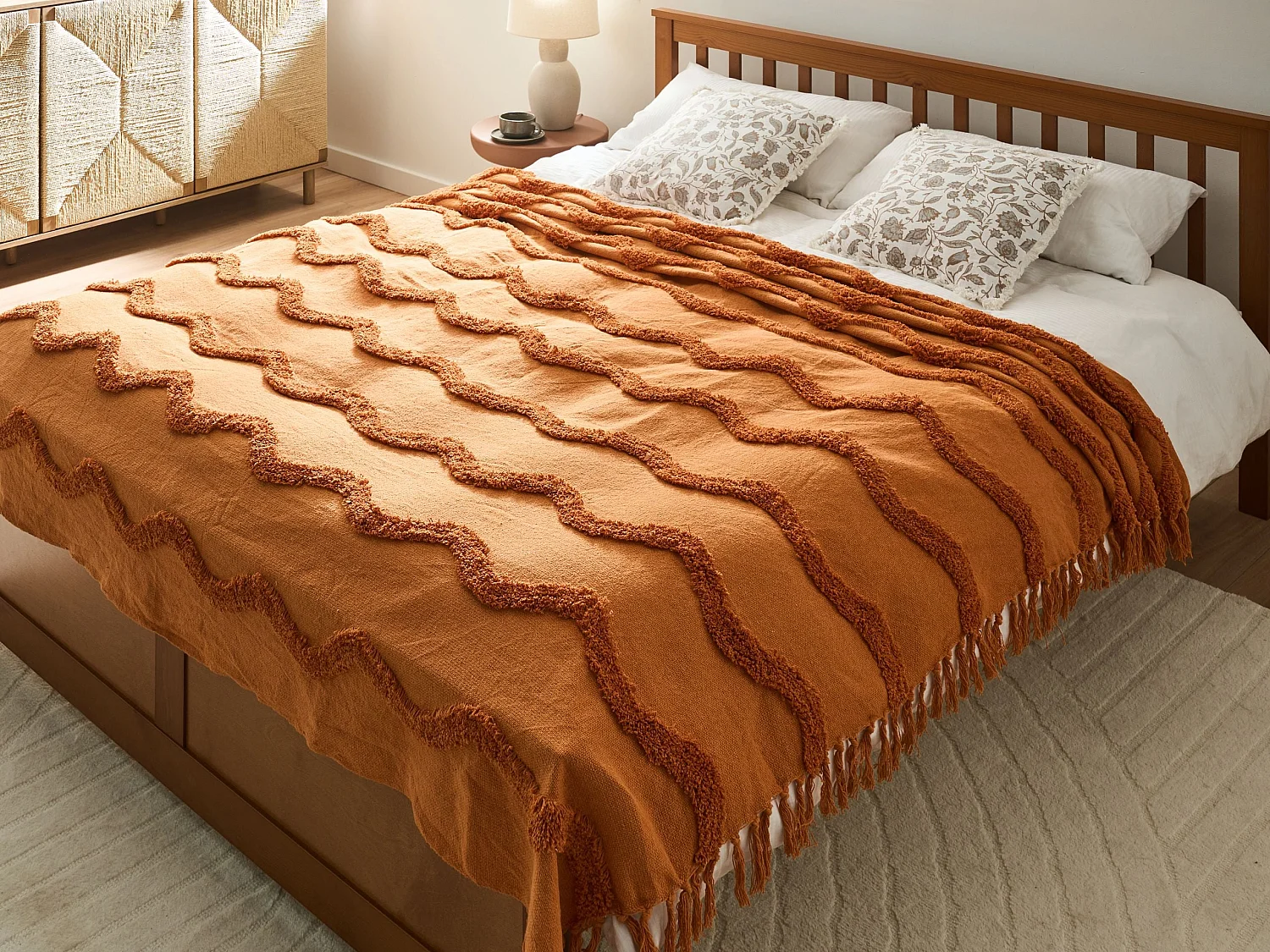 Couverture KHARI Coton 200 x 200 cm Orange