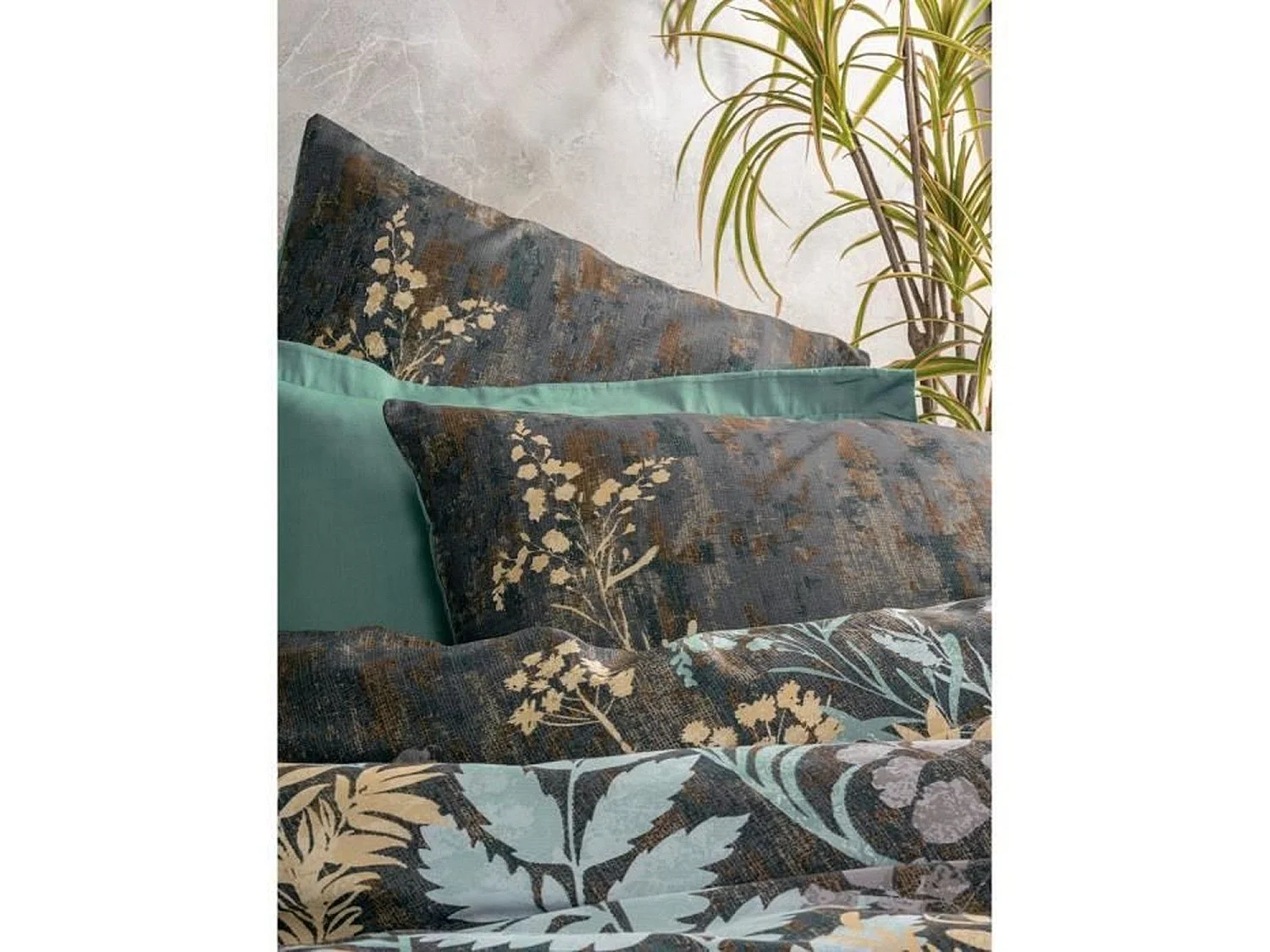 Parure de lit - housse de couette 220 x 240 + 2 taies d'oreiller 60 x 60 - Satiné coton - Menthe