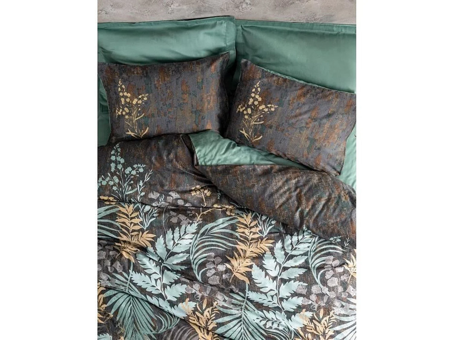 Parure de lit - housse de couette 220 x 240 + 2 taies d'oreiller 60 x 60 - Satiné coton - Menthe