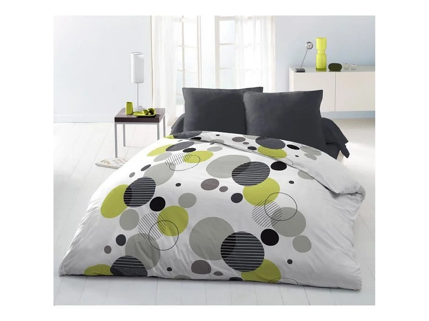 Juego de cama Dream Bubbles de microfibra - Funda nórdica 220 x 240 + 2 fundas de almohada 63 x 63 - Gris