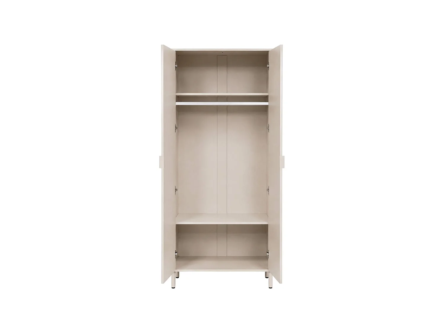 Guardaroba decorativo in legno e metallo 2 ripiani 1 appendiabiti, Ellie, Beige, 80x45x180 cm