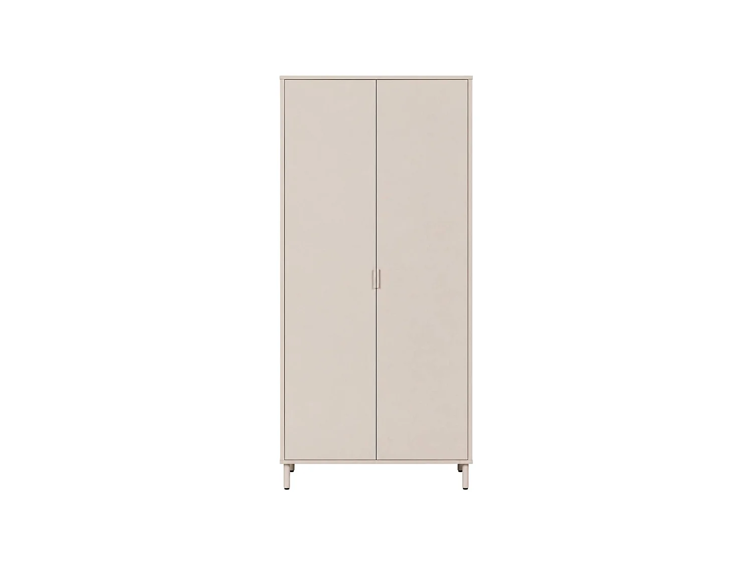 Guardaroba decorativo in legno e metallo 2 ripiani 1 appendiabiti, Ellie, Beige, 80x45x180 cm