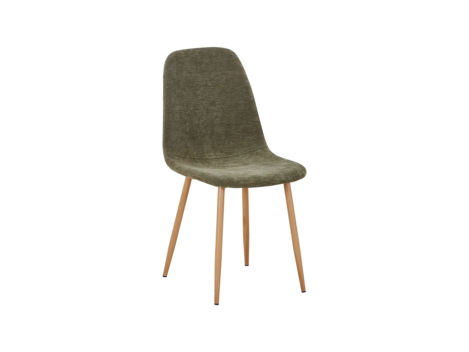 Silla de madera y tela con patas color natural, set de 4 verde kaki