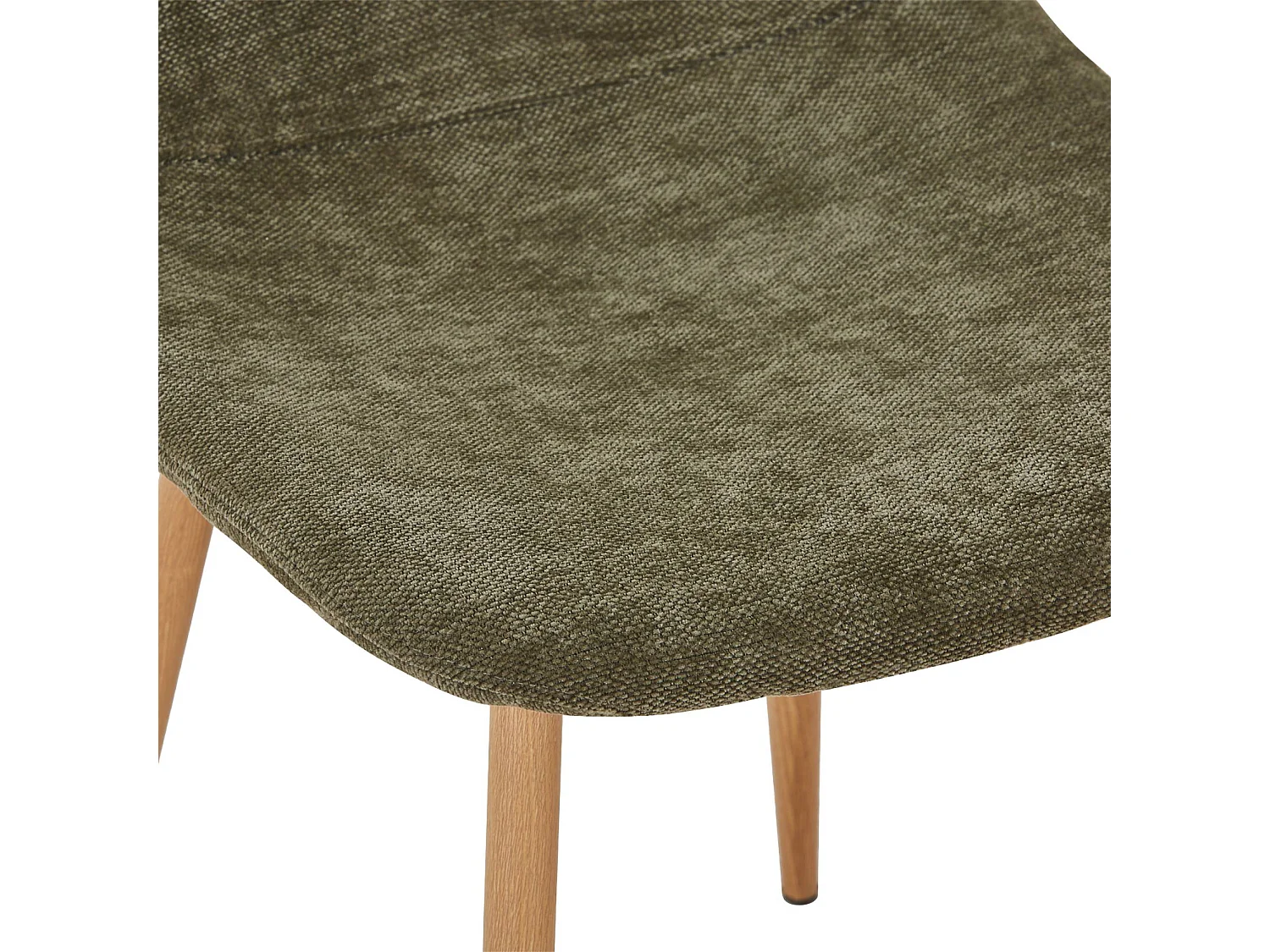 Silla de madera y tela con patas color natural, set de 4 verde kaki