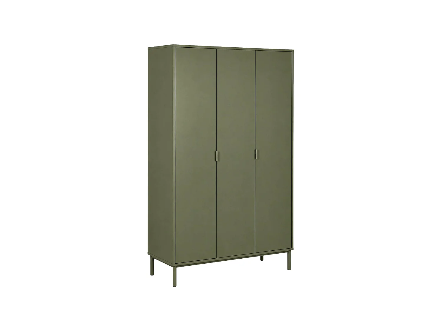 Guardaroba decorativo in legno e metallo 5 ripiani 1 appendiabiti, Ellie, Verde kaki, 119x45x180 cm