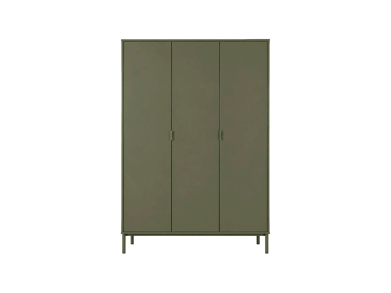 Guardaroba decorativo in legno e metallo 5 ripiani 1 appendiabiti, Ellie, Verde kaki, 119x45x180 cm
