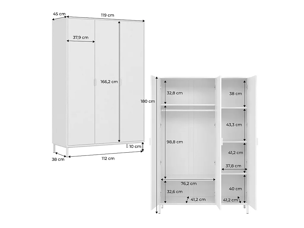 Guardaroba decorativo in legno e metallo 5 ripiani 1 appendiabiti, Ellie, Verde kaki, 119x45x180 cm